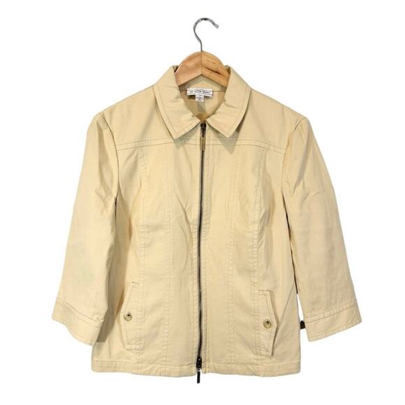 St. John Sport Tan Jacket Double Zip Front 3/4 Sleeve, Size M Classic Preppy - Picture 1 of 9